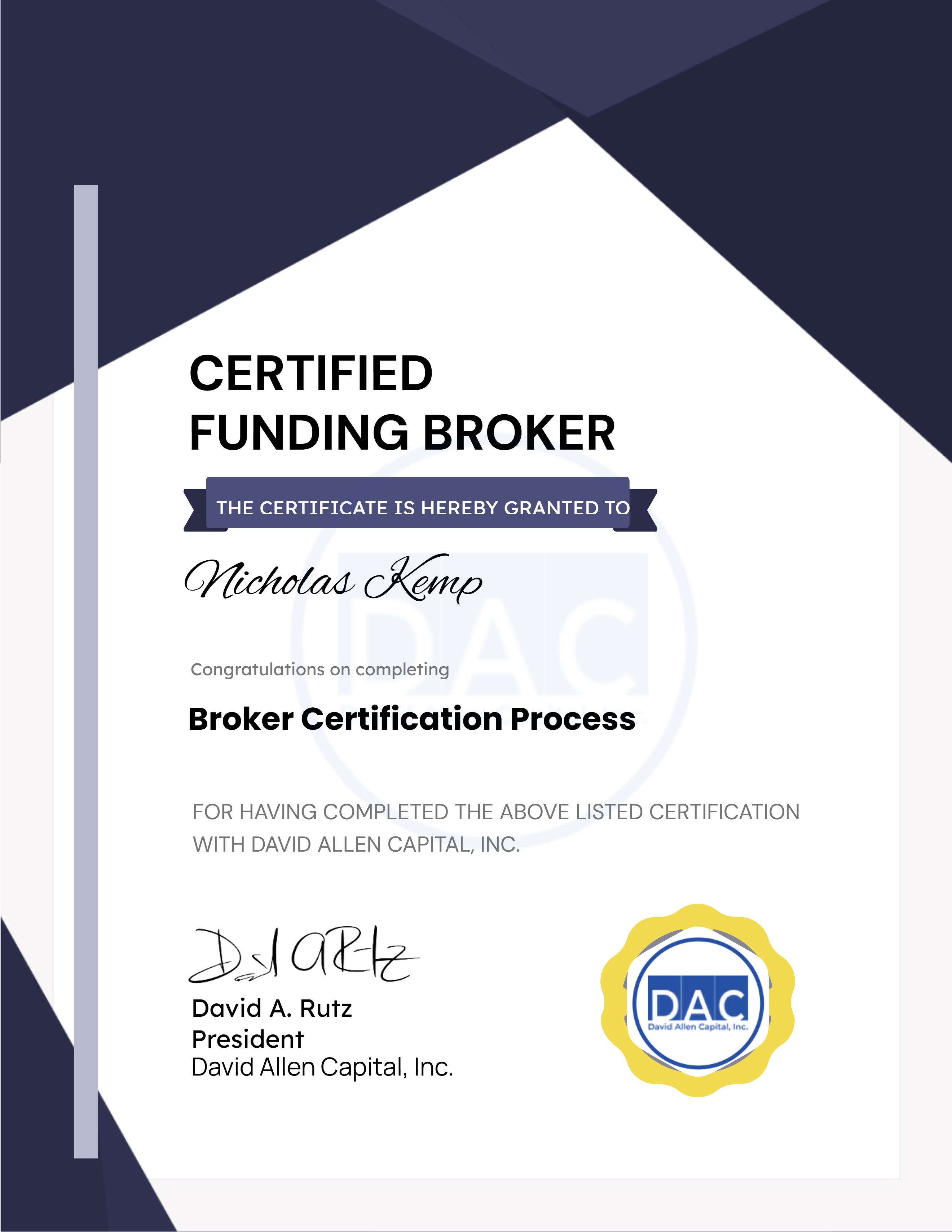 Broker Certification Process